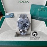 Đồng Hồ Rolex Datejust 41mm 126334 Rep 1:1 Chế Tác Vỏ Bạc Viền Bezel Độ Kim Cương Thiên Nhiên - Moissanite Mặt Xám Cọc Số Vạch Dây Kim loại Jubilee