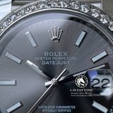 Đồng Hồ Rolex Datejust 41mm 126334 Rep 1:1 Chế Tác Vỏ Bạc Viền Bezel Độ Kim Cương Thiên Nhiên - Moissanite Mặt Xám Cọc Số Vạch Dây Kim loại Jubilee