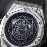 Đồng Hồ Hublot Big Bang Sang Bleu 45mm Rep 1:1 Chế Tác Vỏ Bạc Mặt Đen Dây Da 415.NX.1112.VR.MXM16