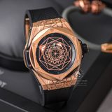 Đồng Hồ Hublot Big Bang Sang Bleu 45mm Rep 1:1 Chế Tác Vỏ Vàng Hồng Mặt Đen Dây Da 415.OX.1118.VR.MXM17