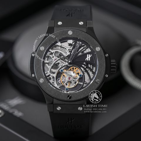 Đồng Hồ Hublot Big Bang Minute Repeater Tourbillon 44mm Rep 1:1 Chế Tác Vỏ Ceramic Đen Mặt Số Skeleton Dây Cao Su304.QX.1140.HR