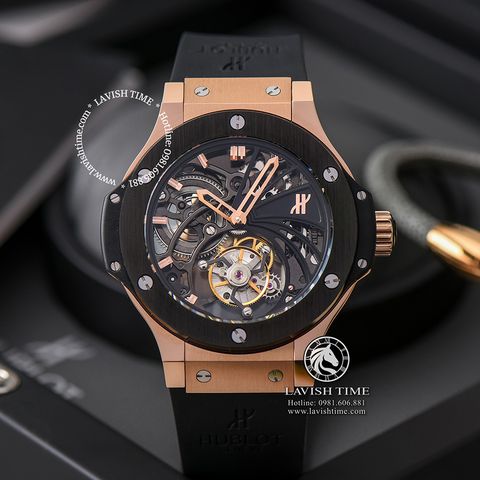 Đồng Hồ Hublot Big Bang Minute Repeater Tourbillon 44mm Rep 1:1 Chế Tác Vỏ Vàng Hồng Mặt Số Skeleton Dây Cao Su 304.PX.1180.LR