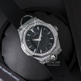 Đồng Hồ Hublot Classic Fusion Orlinski 40mm Rep 1:1 Chế Tác Vỏ Bạc Đính Đá Pave Mặt Số Đen Dây Cao Su Đen 550.NS.1800.RX.1604.ORL19