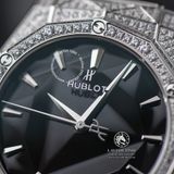 Đồng Hồ Hublot Classic Fusion Orlinski 40mm Rep 1:1 Chế Tác Vỏ Bạc Đính Đá Pave Mặt Số Đen Dây Cao Su Đen 550.NS.1800.RX.1604.ORL19