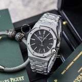 Đồng Hồ Audemars Piguet Royal Oak Frosted-Gold 15454BC.GG.1259BC.03 Rep 1:1 Chế Tác Vỏ Bạc Mặt Đen Dây Kim Loại