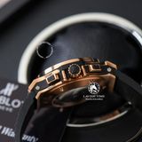 Đồng Hồ Hublot Big Bang 44mm Rep 1:1 Chế Tác Vỏ Vàng Hồng Mặt Đen Dây Cao Su 301.PX.130.RX