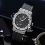 Đồng Hồ Hublot Classic Fusion 42mm Rep 1:1 Chế Tác Vỏ Bạc Độ Kim Cương Thiên Nhiên - Moissanite Pave Mặt Số Xám 542.NX.7071.LR