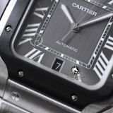 Đồng Hồ Cartier Santos De Cartier 40mm WSSA0037 Rep 1:1 Chế Tác Vỏ Bạc Mặt Xám Dây Kim Loại