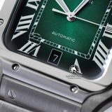 Đồng Hồ Cartier Santos De Cartier 40mm WSSA0062 Rep 1:1 Chế Tác Vỏ Bạc Mặt Xanh Lá Dây Kim Loại