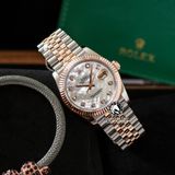 Đồng Hồ Rolex Datejust 36mm 126231-0021 Rep 1:1 Chế Tác Vỏ Demi Bọc Vàng Mặt Số Độ Xà Cừ Vân Mây Cọc Số Kim Cương Thiên Nhiên Dây Kim Loại Jubilee