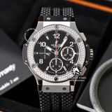 Đồng Hồ Hublot Big Bang 44mm Rep 1:1 Chế Tác Vỏ Bạc Niềng Đính Đá 2 Hàng Mặt Đen Dây Cao Su 301.SX.130.RX.114