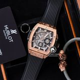 Đồng Hồ Hublot Spirit Of Big Bang 42mm Rep 1:1 Chế Tác Vỏ Vàng Hồng Mặt Xám Dây Cao Su 642.NX.7170.RX