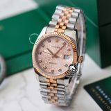 Đồng Hồ Rolex Datejust 36mm 116231-0058 Rep 1:1 Chế Tác Vỏ Demi Bọc Vàng Mặt Vi Tính Hồng Cọc Số Đính Đá Dây Kim Loại Jubilee