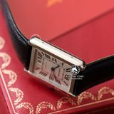 Đồng Hồ Cartier Tank Must WSTA0040 Rep 1:1 Chế Tác Vỏ Bạc Mặt Trắng Dây Da