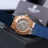 Đồng Hồ Hublot Classic Fusion 42mm Rep 1:1 Chế Tác Vỏ Vàng Hồng Niềng Bezel Đính 2 Hàng Đá Mặt Số Xanh Dương 542.OX.7180.LR