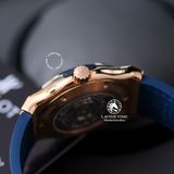 Đồng Hồ Hublot Classic Fusion 42mm Rep 1:1 Chế Tác Vỏ Vàng Hồng Niềng Bezel Đính 2 Hàng Đá Mặt Số Xanh Dương 542.OX.7180.LR