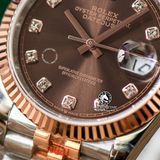 Đồng Hồ Rolex Datejust 36mm 126231 Rep 1:1 Chế Tác Vỏ Demi Bọc Vàng Mặt Nâu Chocolate Cọc Số Đính Đá Dây Kim Loại Jubilee