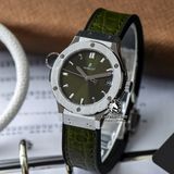 Đồng Hồ Hublot Classic Fusion 33mm Rep 1:1 Chế Tác Vỏ Bạc Mặt Số Xanh Lá 581.NX.8970.LR