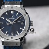 Đồng Hồ Hublot Classic Fusion 33mm Rep 1:1 Chế Tác Vỏ Bạc Mặt Số Xanh Dương 581.NX.7170.LR