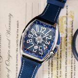 Đồng Hồ Franck Muller Vanguard Yachting V45 Rep 1:1 Chế Tác Vỏ Bạc Mặt Xanh Cọc Số Trắng Dây Vải Nato