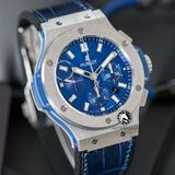 Đồng Hồ Hublot Big Bang 44mm Rep 1:1 Chế Tác Vỏ Bạc Mặt Xanh Dương Dây Da Dây Cá Sấu 301.SX.7170.LR