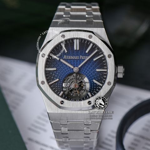 Đồng Hồ Audemars Piguet Royal Oak Flying Tourbillon 26530ST.OO.1220ST.01 Rep 1:1 Chế Tác Vỏ Bạc Mặt Xanh Dây Kim Loại