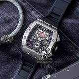 Đồng Hồ Richard Mille RM 011 Automatic Flyback Chronograph Felipe Massa Rep 1:1 Cao Cấp Vỏ Bạc Mặt Skeleton Lộ Cơ Dây Cao Su