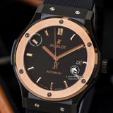 Đồng Hồ Hublot Classic Fusion 42mm Rep 1:1 Chế Tác Vỏ Vàng Hồng Mặt Số Đen Dây Cao Su 542.CO.1181.RX