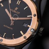 Đồng Hồ Hublot Classic Fusion 42mm Rep 1:1 Chế Tác Vỏ Vàng Hồng Mặt Số Đen Dây Cao Su 542.CO.1181.RX