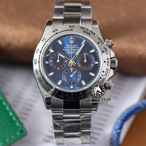 Đồng Hồ Rolex Cosmograph Daytona 116509-0071 Rep 1:1 Cao Cấp Vỏ Bạc Mặt Xanh Dương Dây Kim Loại