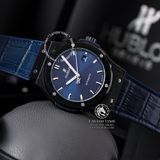 Đồng Hồ Hublot Classic Fusion 42mm Rep 1:1 Chế Tác Vỏ Đen Mặt Số Xanh Dương Chải Tia Dây Cá Sấu 542.CM.7170.LR