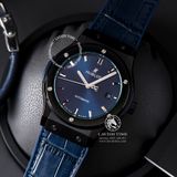 Đồng Hồ Hublot Classic Fusion 42mm Rep 1:1 Chế Tác Vỏ Đen Mặt Số Xanh Dương Chải Tia Dây Cá Sấu 542.CM.7170.LR