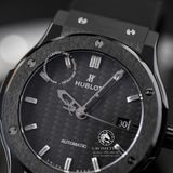 Đồng Hồ Hublot Classic Fusion 42mm Rep 1:1 Chế Tác Vỏ Đen Ceramic Mặt Số Đen Carbon Dây Cao Su 542.CM.1771.RX