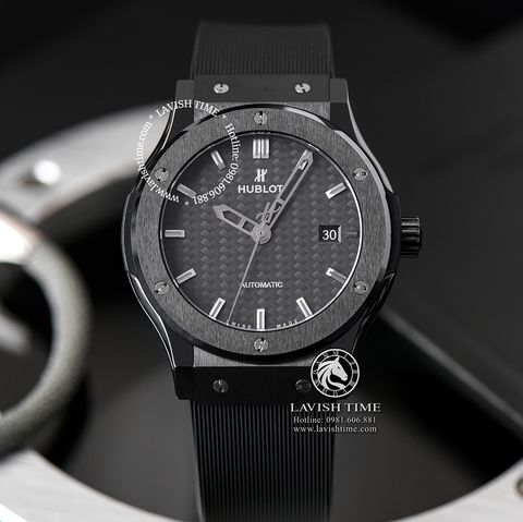 Đồng Hồ Hublot Classic Fusion 42mm Rep 1:1 Chế Tác Vỏ Đen Ceramic Mặt Số Đen Carbon Dây Cao Su 542.CM.1771.RX