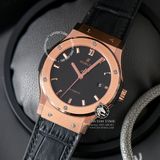 Đồng Hồ Hublot Classic Fusion 42mm Rep 1:1 Chế Tác Vỏ Vàng Hồng Titanium Mặt Số Đen Dây Cá Sấu 542.OX.1181.LR