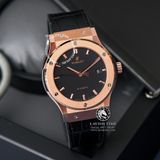 Đồng Hồ Hublot Classic Fusion 42mm Rep 1:1 Chế Tác Vỏ Vàng Hồng Titanium Mặt Số Đen Dây Cá Sấu 542.OX.1181.LR