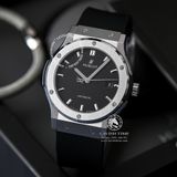 Đồng Hồ Hublot Classic Fusion 42mm Rep 1:1 Chế Tác Vỏ Bạc Titanium Mặt Số Đen Dây Cao Su Đen 542.NX.1171.RX