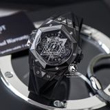 Đồng Hồ Hublot Big Bang Sang Bleu II 45mm Rep 1:1 Chế Tác Vỏ Đen Ceramic Mặt Đen Dây Cao Su 418.CX.1107.RX.MXM22