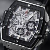 Đồng Hồ Hublot Spirit Of Big Bang 42mm Rep 1:1 Chế Tác Vỏ Bạc Niềng Ceramic Đen Mặt Đen Dây Da Cá Sấu 641.NM.0173.LR