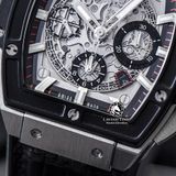 Đồng Hồ Hublot Spirit Of Big Bang 42mm Rep 1:1 Chế Tác Vỏ Bạc Niềng Ceramic Đen Mặt Đen Dây Da Cá Sấu 641.NM.0173.LR