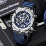 Đồng Hồ Hublot Big Bang Unico 42mm Rep 1:1 Chế Tác Vỏ Bạc Mặt Xanh Dương Dây Cao Su 441.NX.1171.RX