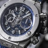 Đồng Hồ Hublot Big Bang Unico 42mm Rep 1:1 Chế Tác Vỏ Bạc Mặt Xanh Dương Dây Cao Su 441.NX.1171.RX