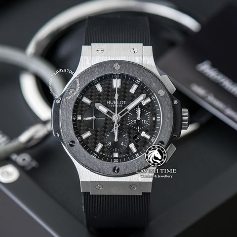 Đồng Hồ Hublot Big Bang 44mm Rep 1:1 Chế Tác Vỏ Bạc Mặt Carbon Đen Cọc Vạch 301.SM.1770.RX