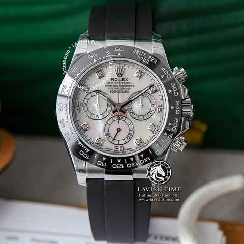 Đồng Hồ Rolex Cosmograph Daytona 116519LN-0026 Rep 1:1 Cao Cấp Vỏ Bạc Mặt Xà Cừ Trắng Dây Cao Su