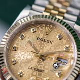 Đồng Hồ Rolex Datejust 36mm 126233-0033 Rep 1:1 Chế Tác Vỏ Demi Bọc Vàng Mặt Vi Tính Vàng Cọc Số Đính Đá Dây Kim Loại Jubilee
