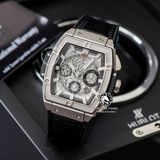 Đồng Hồ Hublot Spirit Of Big Bang 42mm Rep 1:1 Chế Tác Vỏ Bạc Mặt Đen Dây Da Cá Sấu 601.NX.0173.LR