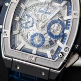 Đồng Hồ Hublot Spirit Of Big Bang 42mm Rep 1:1 Chế Tác Vỏ Bạc Mặt Xanh Dương Dây Da Cá Sấu 641.NX.7170.LR