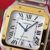 Đồng Hồ Cartier Santos De Cartier 40mm W2SA0007 Rep 1:1 Chế Tác Vỏ Demi Vàng Kim Mặt Trắng Dây Kim Loại