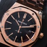 Đồng Hồ Audemars Piguet Royal Oak 15400OR.OO.1220OR.01 Rep 1:1 Vỏ Vàng Hồng Mặt Đen Dây Kim Loại