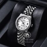 Đồng Hồ Rolex Datejust 31mm 178274 Rep 1:1 Chế Tác Vỏ Bạc Niềng Bezel Đính Đá Mặt Bạc Cọc Số La Mã Dây Kim Loại